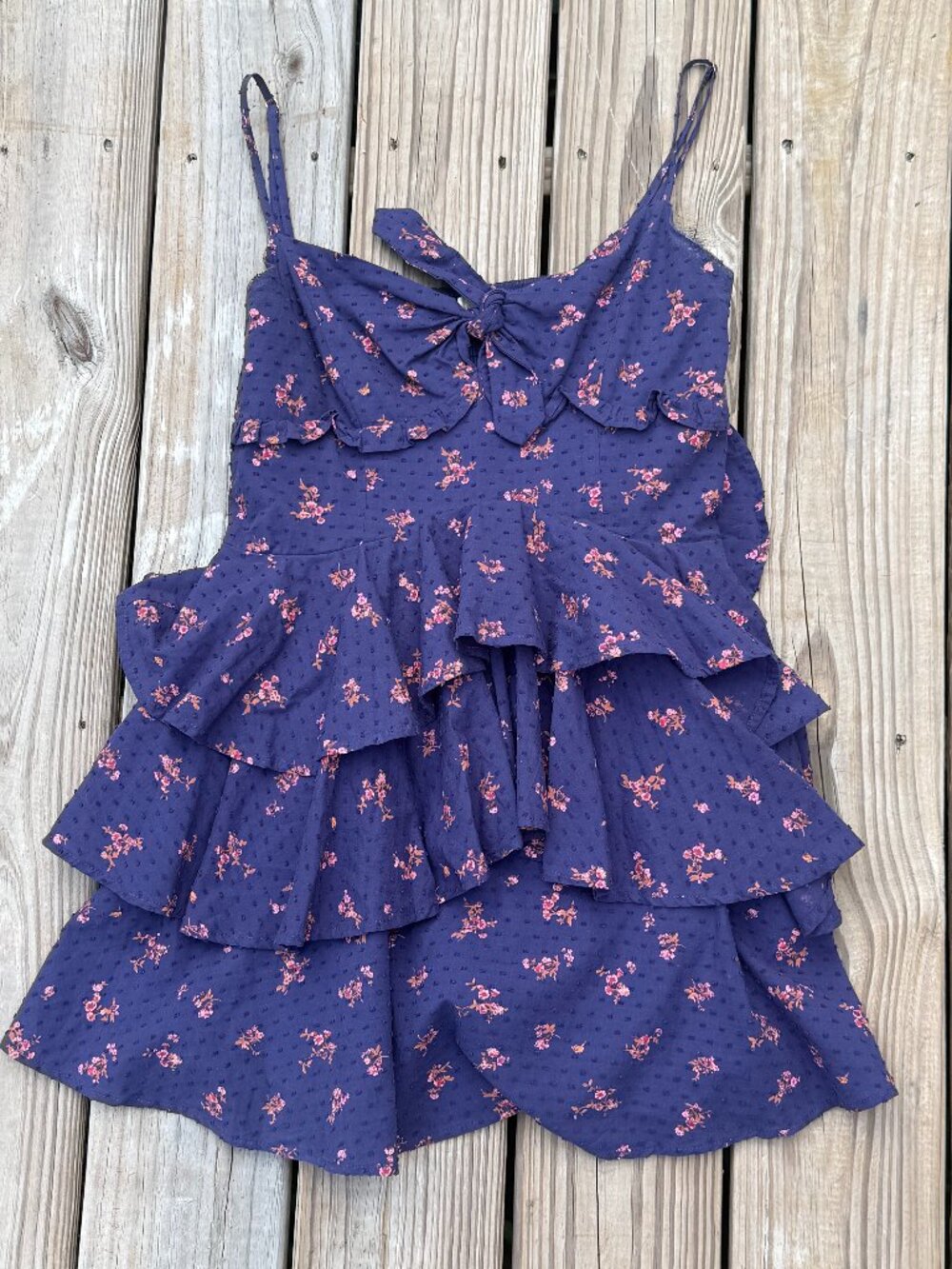 Altar'd State Floral Swiss Dot Tiered Dress Coquette Cottagecore Midi M 3984